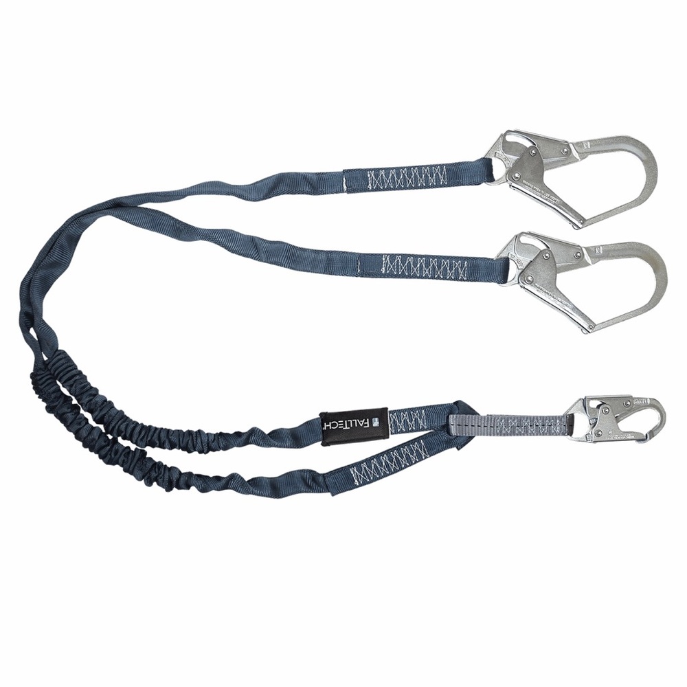 FallTech 6' Internal Energy Absorbing Lanyard, Double-leg with Steel Connectors